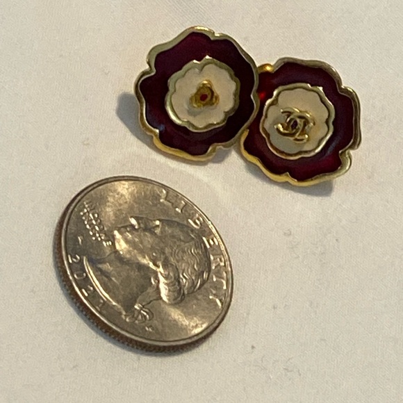 2003 Chanel red enamel gold  earrings - Picture 4 of 5